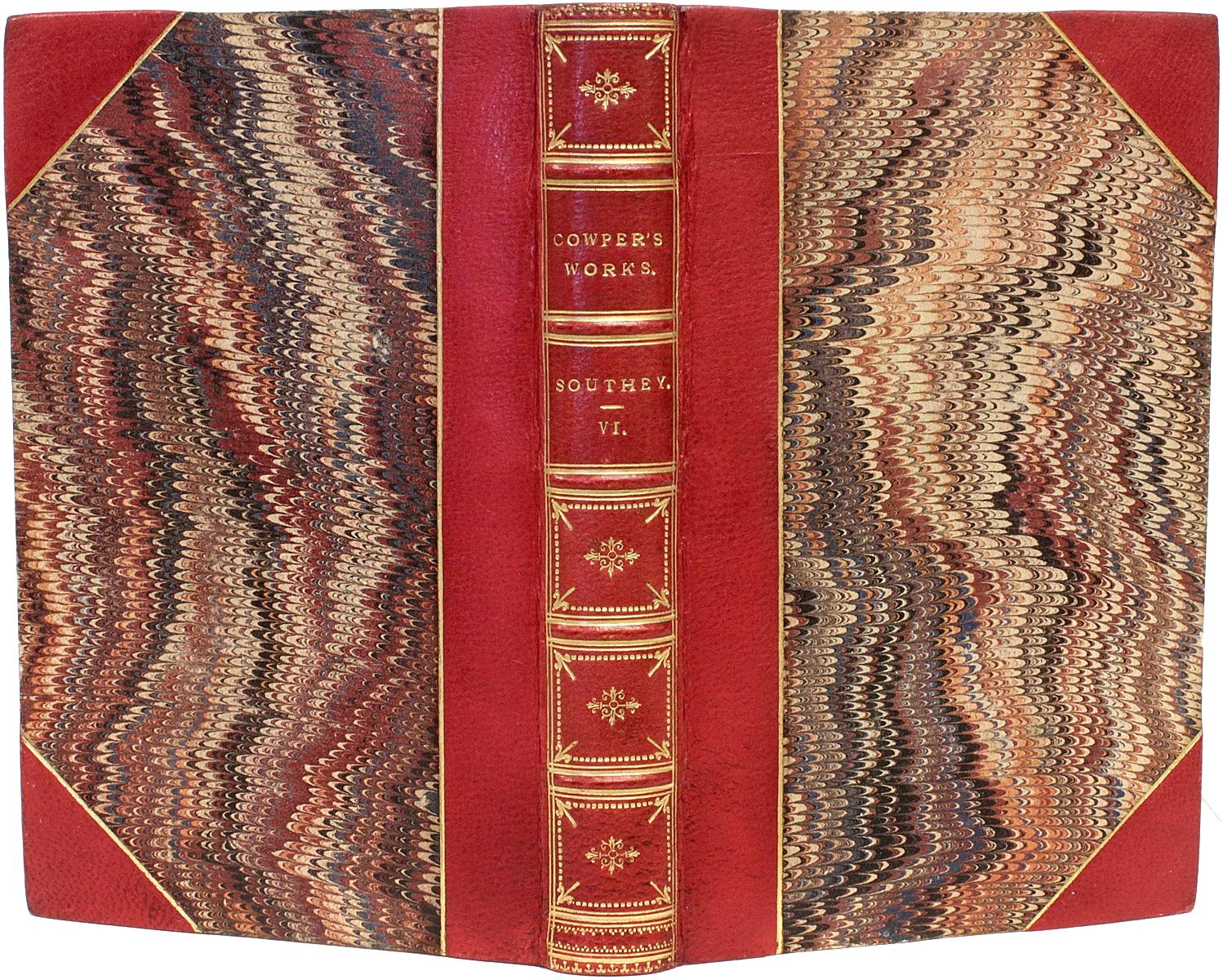 The Works of William Cowper. 15 volumes, 1835, IN A FINE LEATHER BINDING! In Good Condition For Sale In Hillsborough, NJ