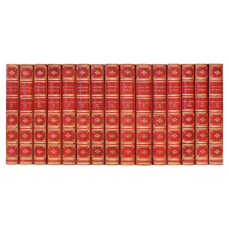 The Works of William Cowper. 15 volumes, 1835, IN A FINE LEATHER BINDING! For Sale