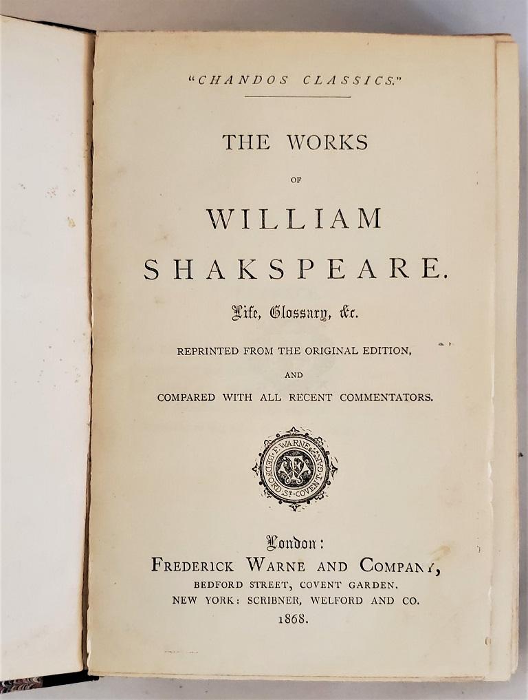 American The Works of William Shakespeare 1868