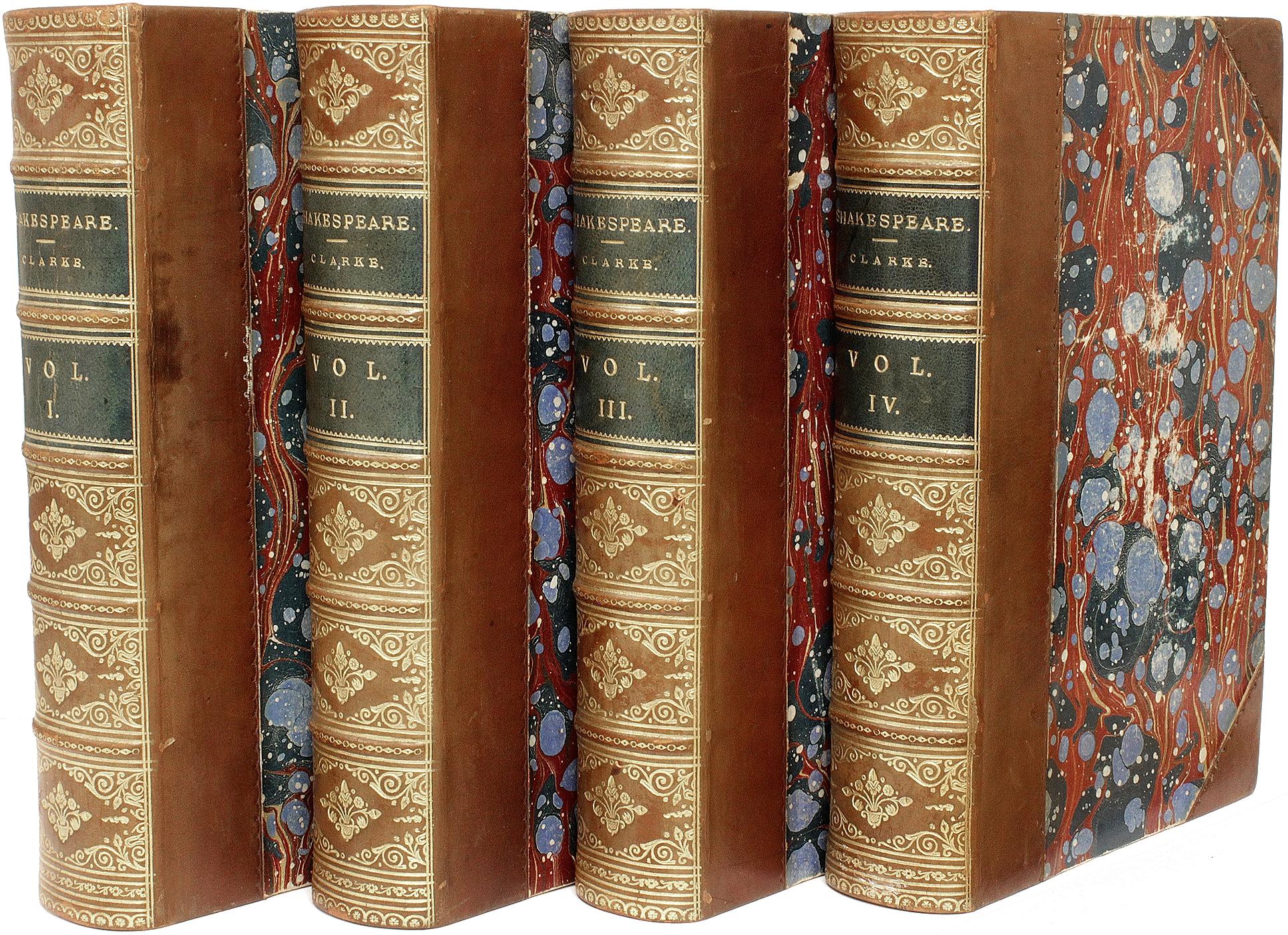 Late 19th Century The Works Of William Shakespeare - 4 vols. - 1881 - IN A FINE LEATHER BINDING !