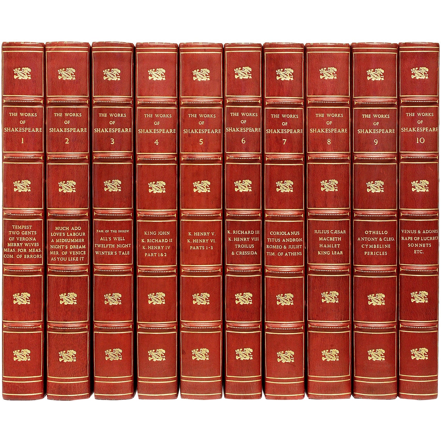 Las Obras de William Shakespeare - EDICIÓN LIMITADA - 10 VOLUMENES EN PEQUEÑO FOLIO - 1901