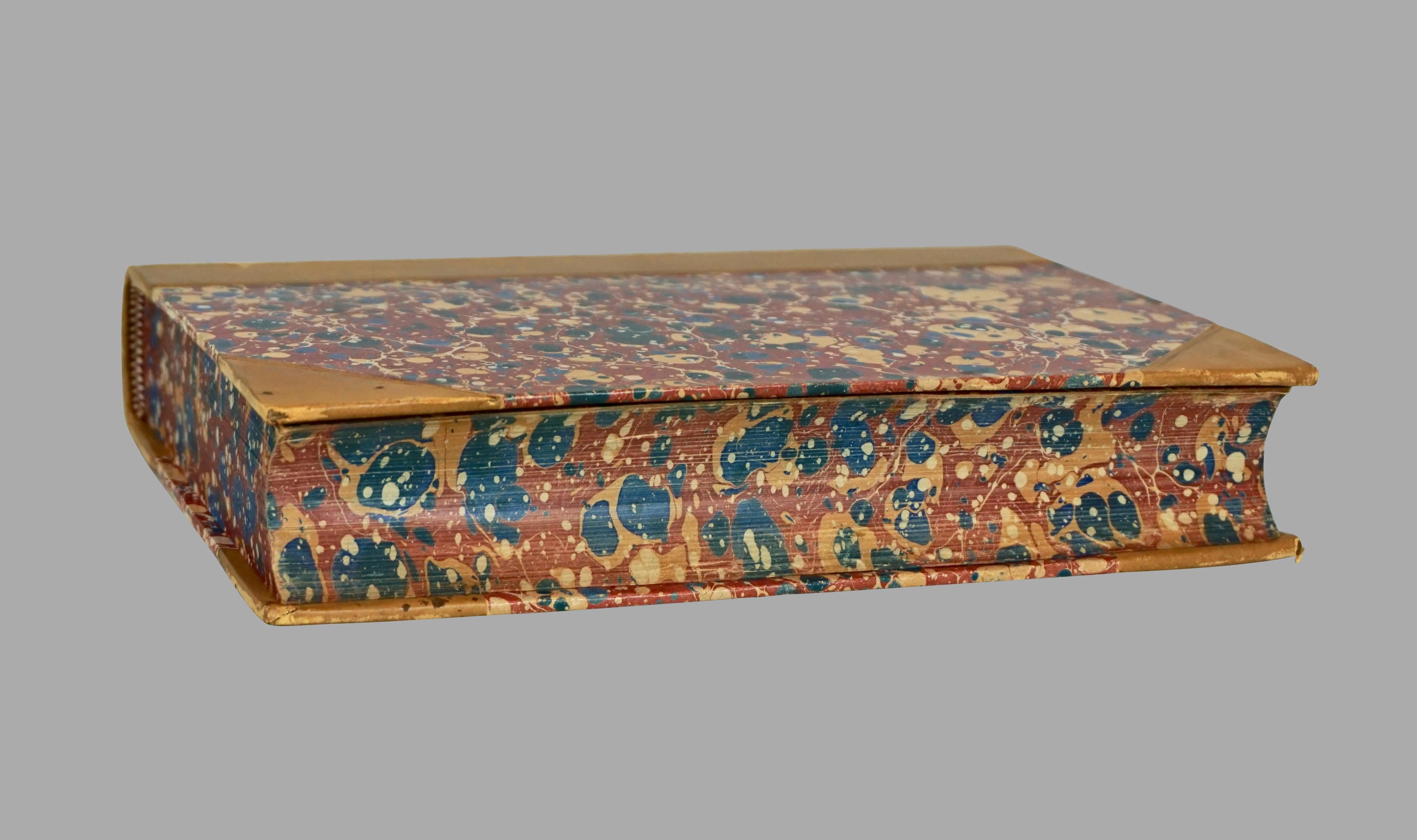 American The Works of William Thackeray in 12 Tan Leather Bound Volumes with Gilt Spines 