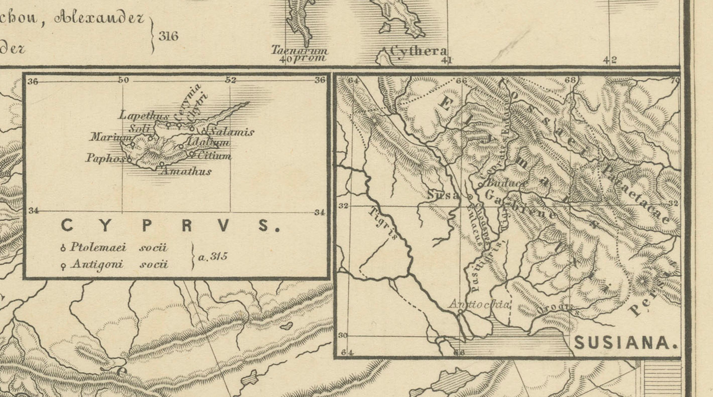 The World After the Battle of Corupedium: Hellenistic Kingdoms Map, 1880 In Good Condition For Sale In Langweer, NL