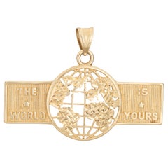 The World is Yours Pendant Vintage 10k Yellow Gold Charm Fine Estate Jewelry