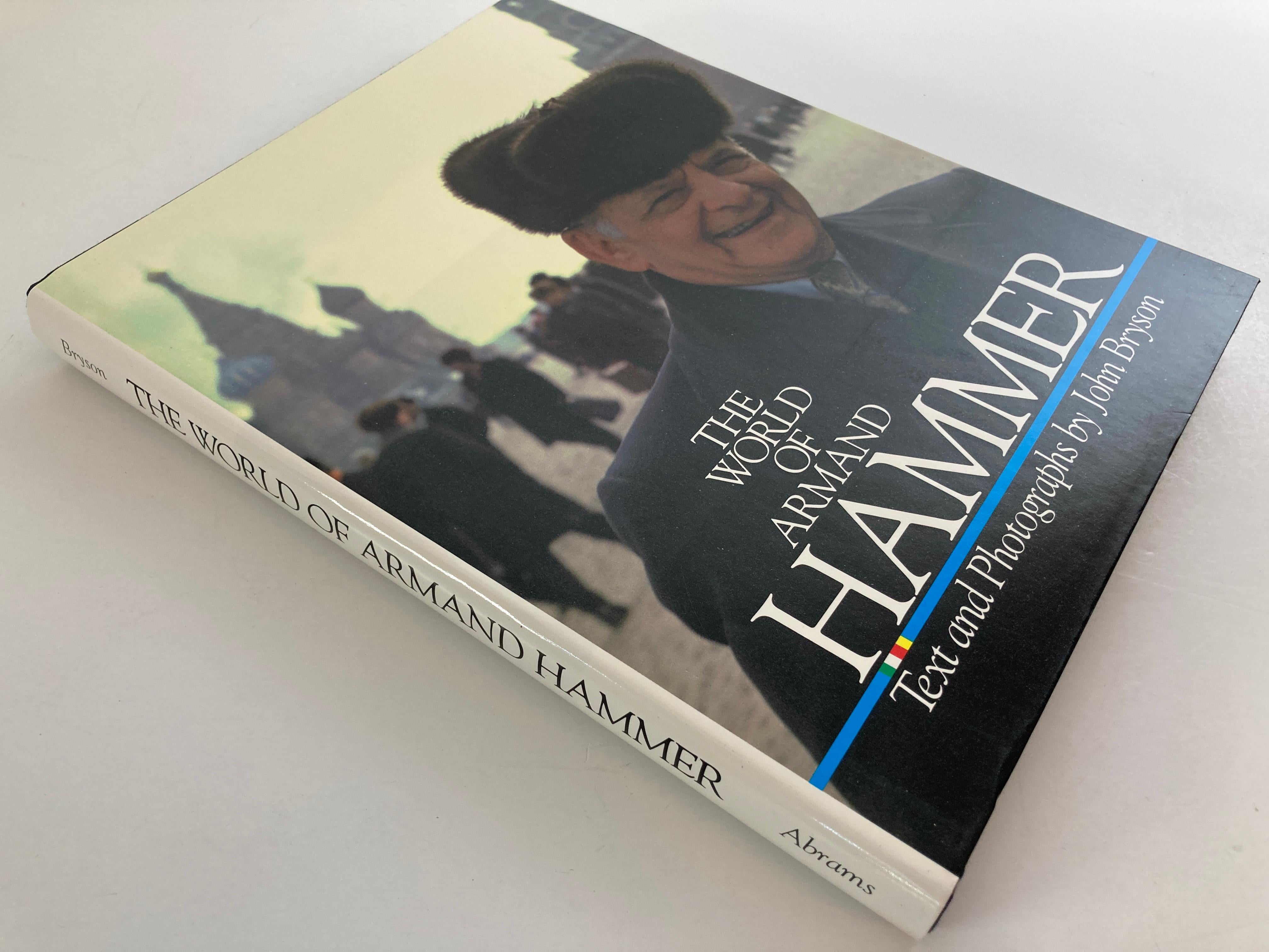 The World of Armand Hammer by John Bryson -
Large hardcover coffee table book.
A photographic journal follows the eighty-seven year old oil executive as he chairs a panel devoted to cancer research, holds exhibitions of his art collections, and