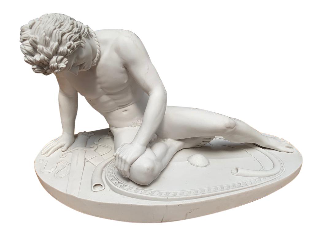 The wounded Gaul statue reduction after the antique.

The wounded Gaul is an ancient work of art, depicting a wounded warrior, some thought at first a gladiator.

The original marble sculpture is a Roman copy of the bronze statue, commissioned
