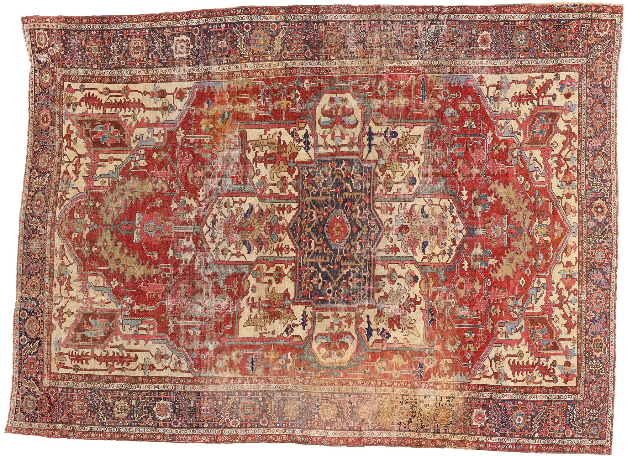 La dynastie tissée : Tapis serapi persan de la fin du XIXe siècle d'une élégance aristocratique en vente 4