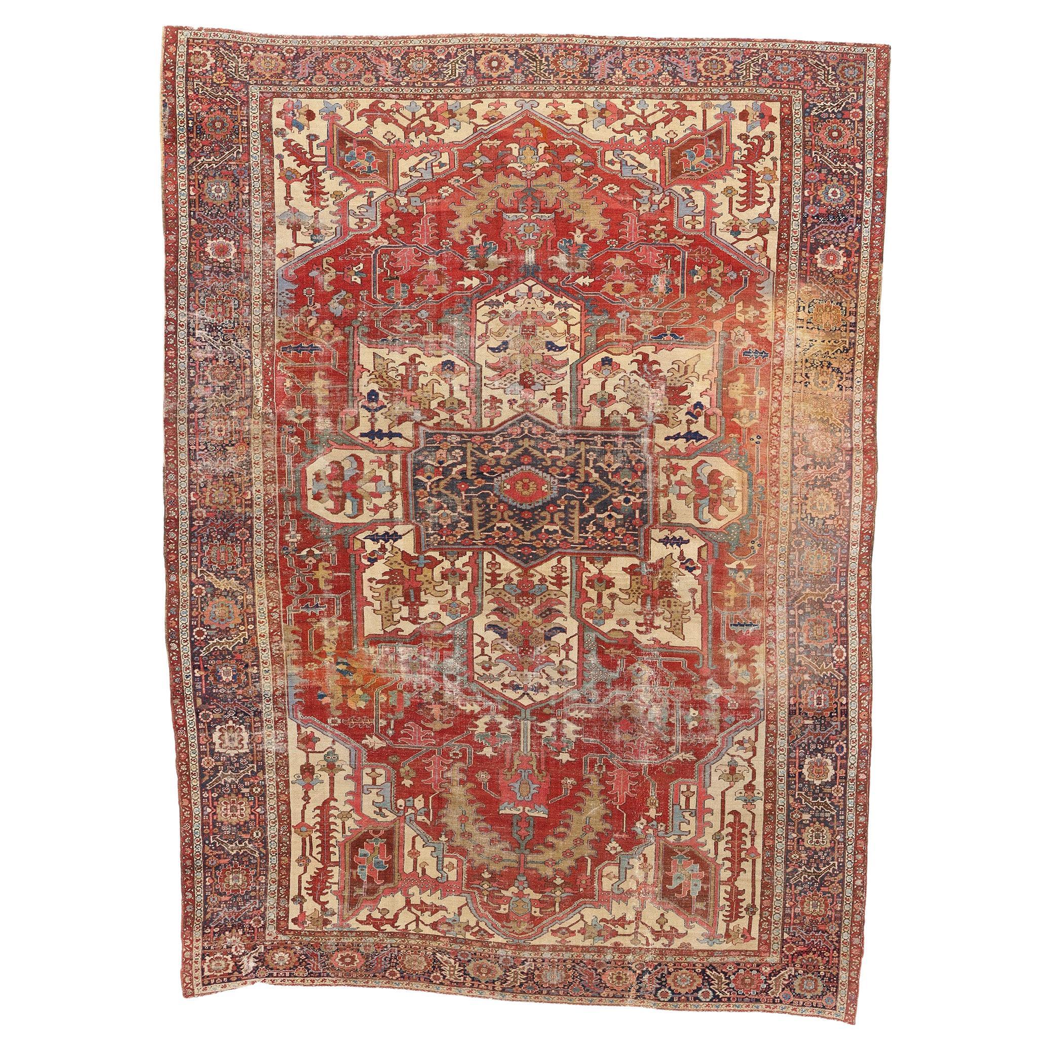 La dynastie tissée : Tapis serapi persan de la fin du XIXe siècle d'une élégance aristocratique en vente