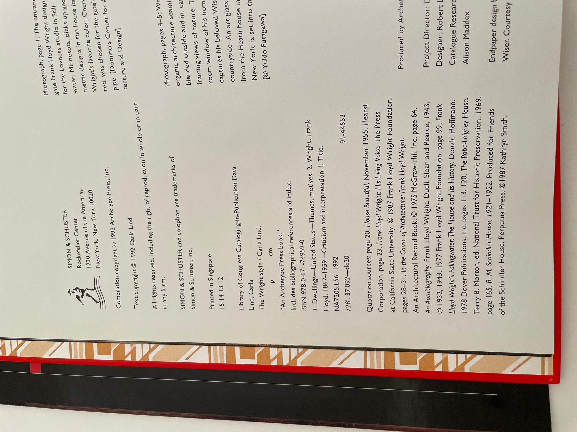 Livre Recréant l'esprit de Frank Lloyd Wright de Carla Lind en vente 1