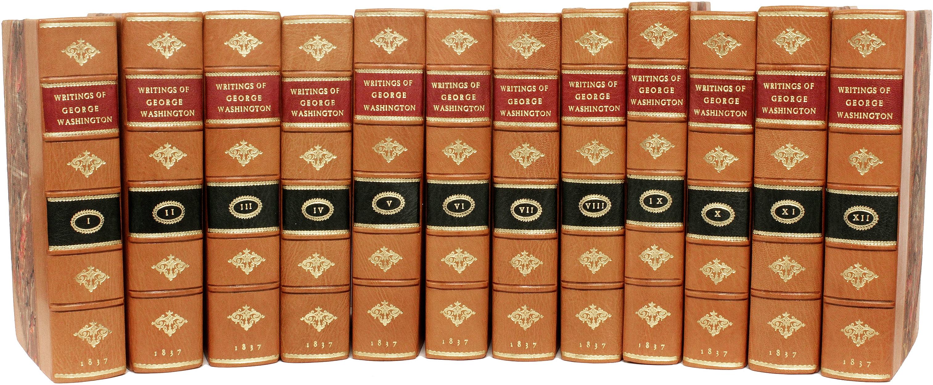 Mid-19th Century The Writings of George Washington. 12 VOLS - 1837 - IN A FINE LEATHER BINDING!