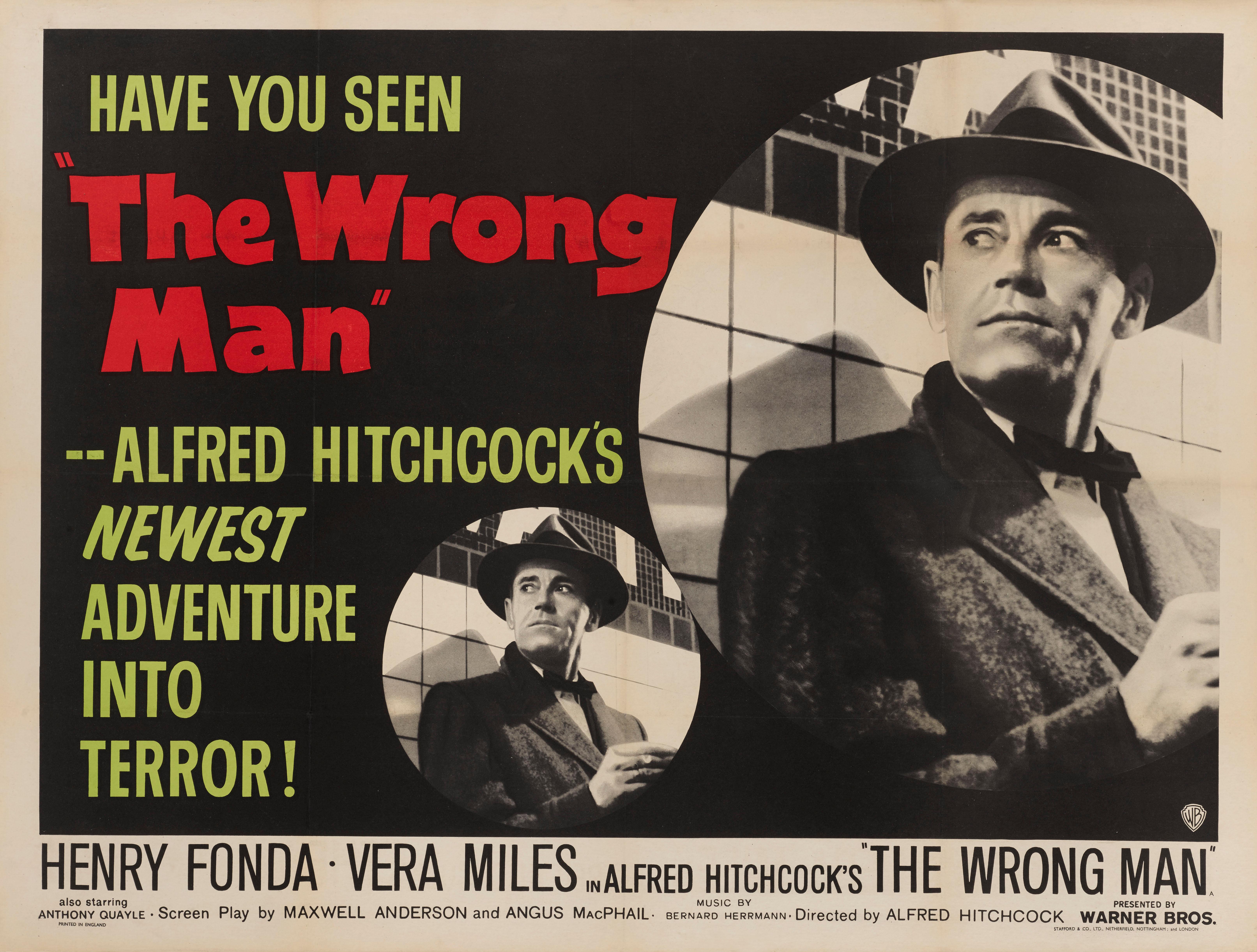 Affiche originale du film britannique « The Wrong Man » (L'homme fou) Excellent état - En vente à London, GB