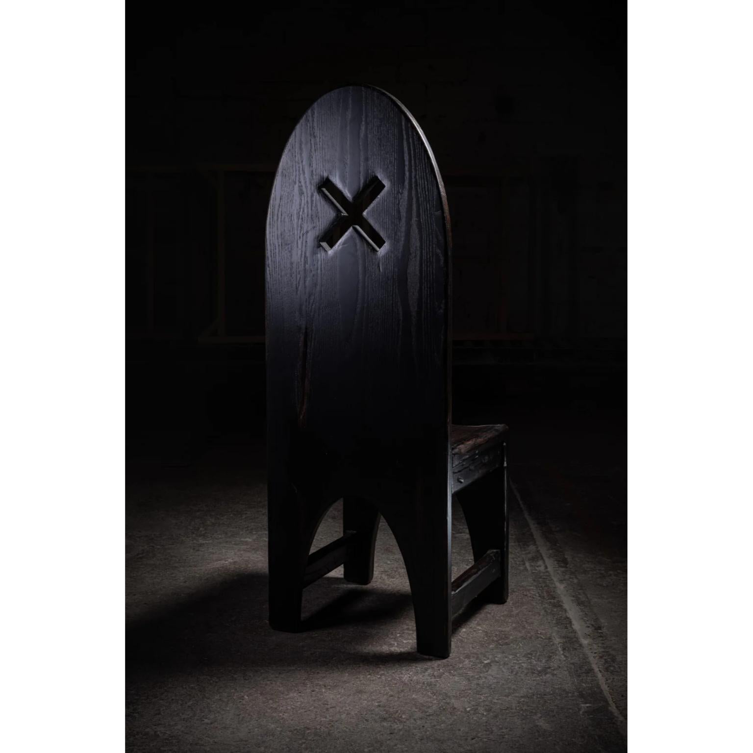 Modern The X Chair in Weathered Black Solid Oak by No Age Studio For Sale