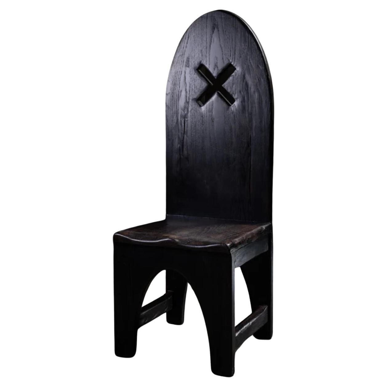 The X Chair in Weathered Black Solid Oak by No Age Studio For Sale