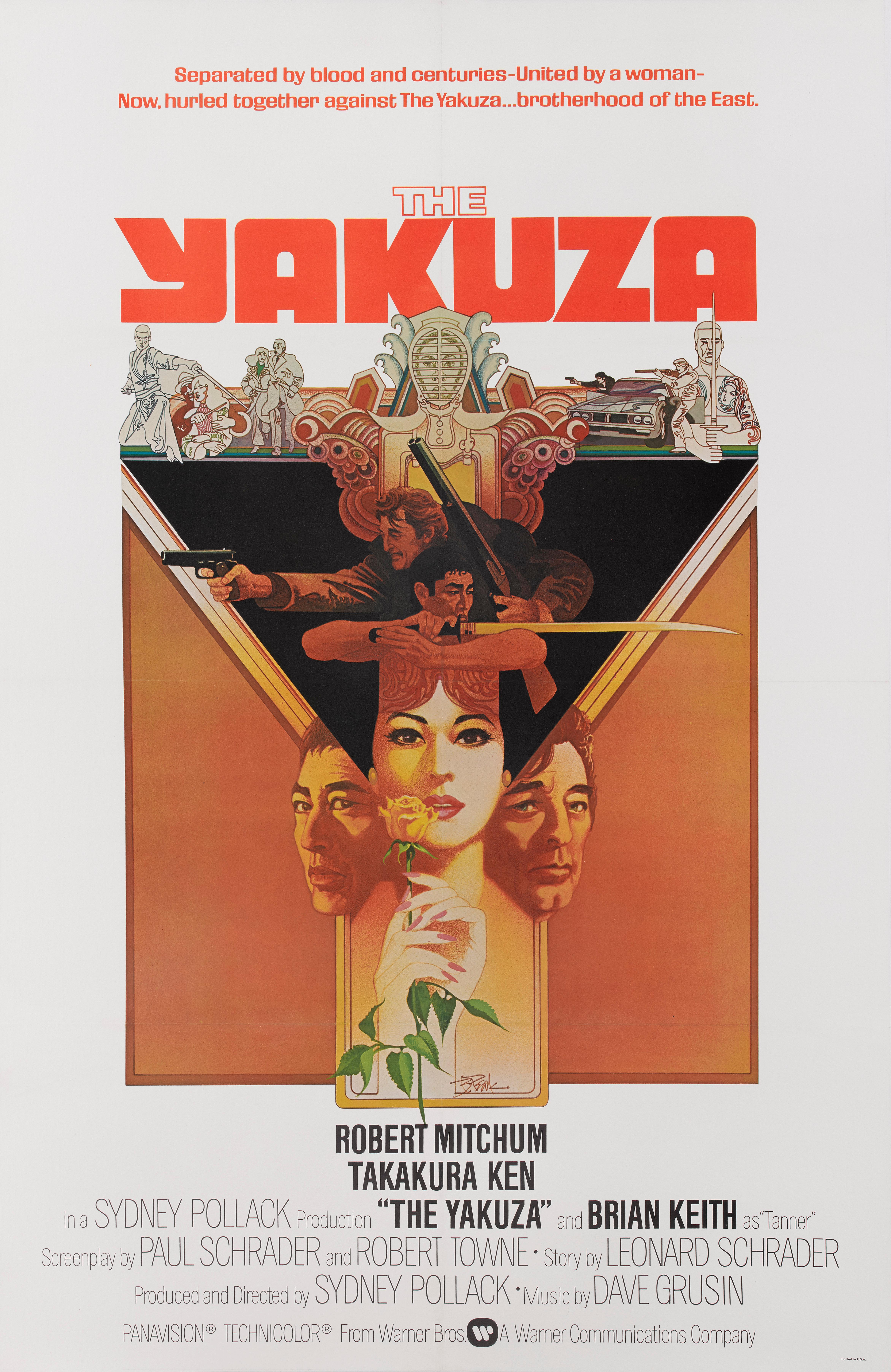 Original US film poster for the 1975 action film The Yakuza.
The artwork on this poster was created by the great film poster designer Bob Peak (1927-1992)
This film starred Robert Mitchum, Ken Takakura and Brian Keith, and was directed by Sydney