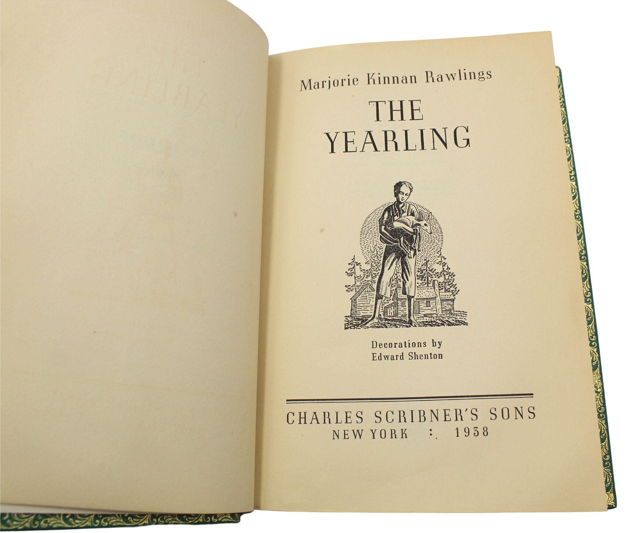 Doré The Yearling de Marjorie Kinnan Rawlings, première édition, 1938 en vente