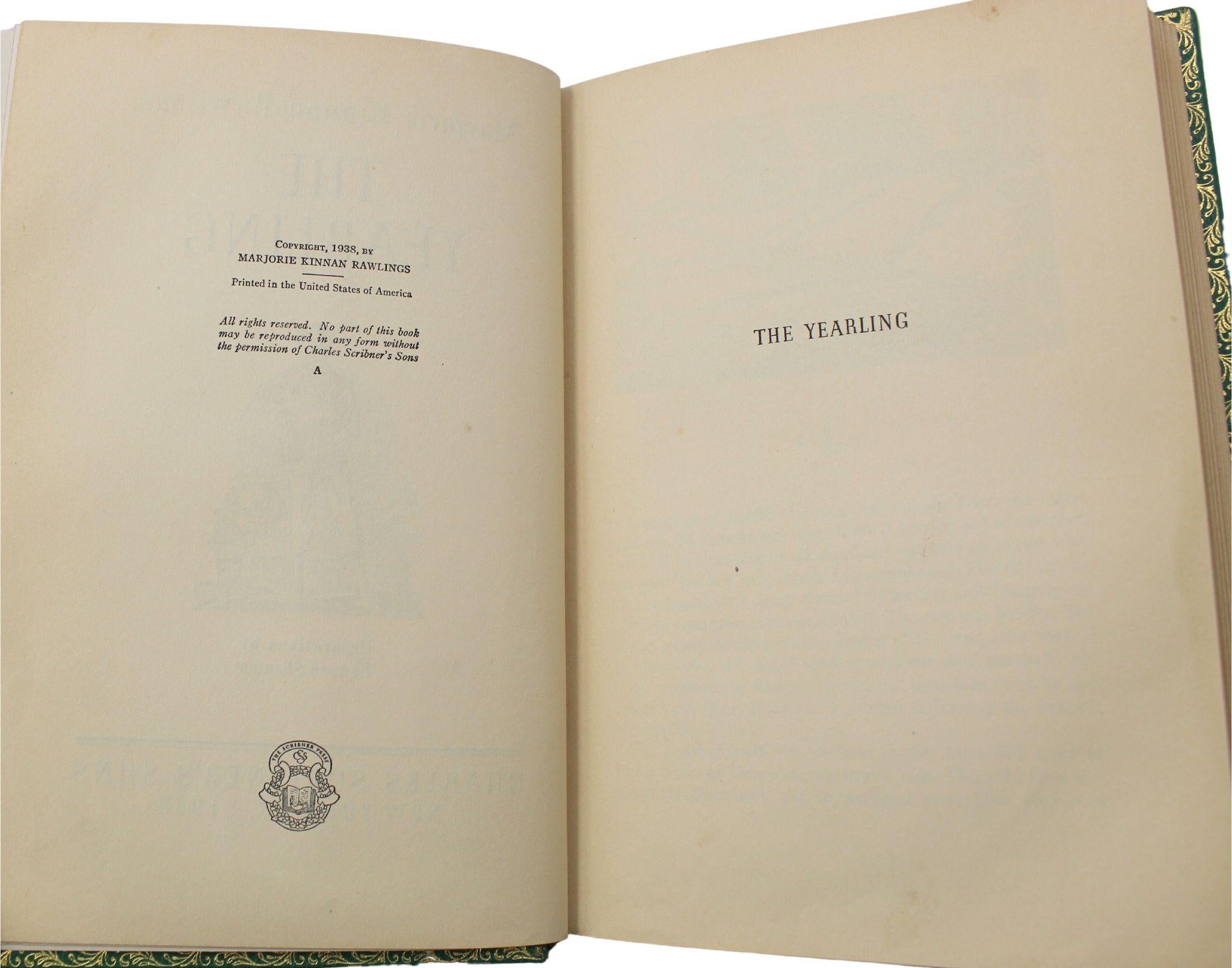 American The Yearling by Marjorie Kinnan Rawlings, First Edition, 1938 For Sale