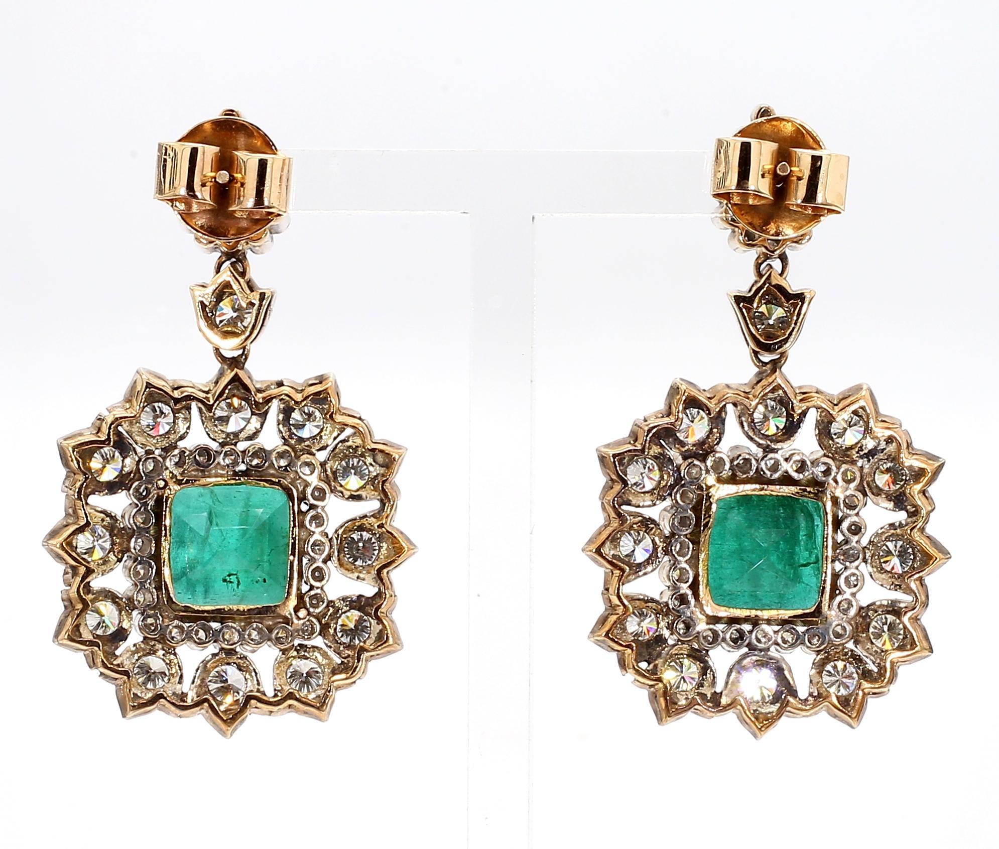 The York - 16.1 Carat Zambian Emerald and 5.4 Carat Diamond Earrings 18K Gold For Sale 1
