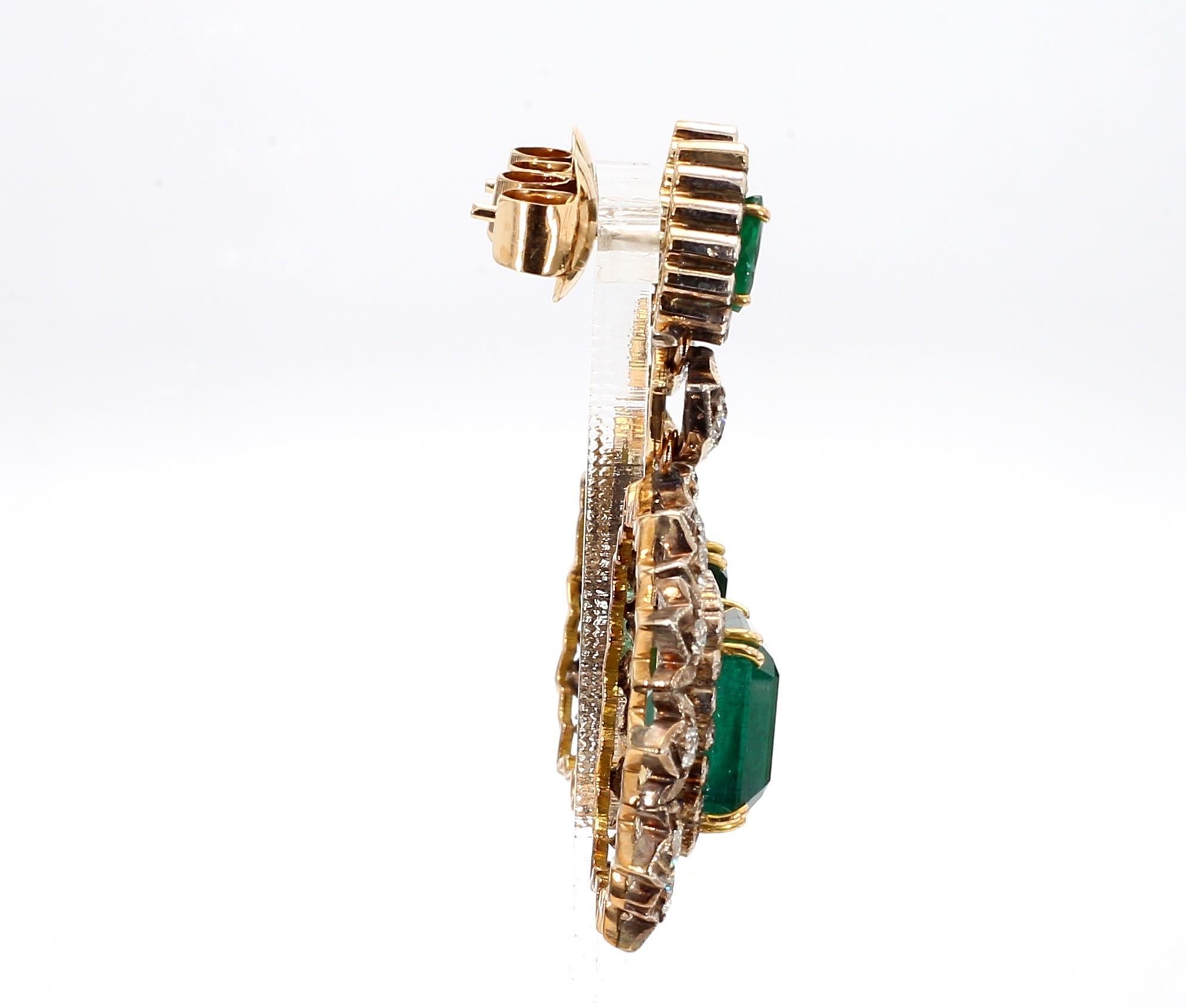 The York - 16,1 Karat sambischer Smaragd und 5,4 Karat Diamant-Ohrringe 18K Gold im Angebot 2
