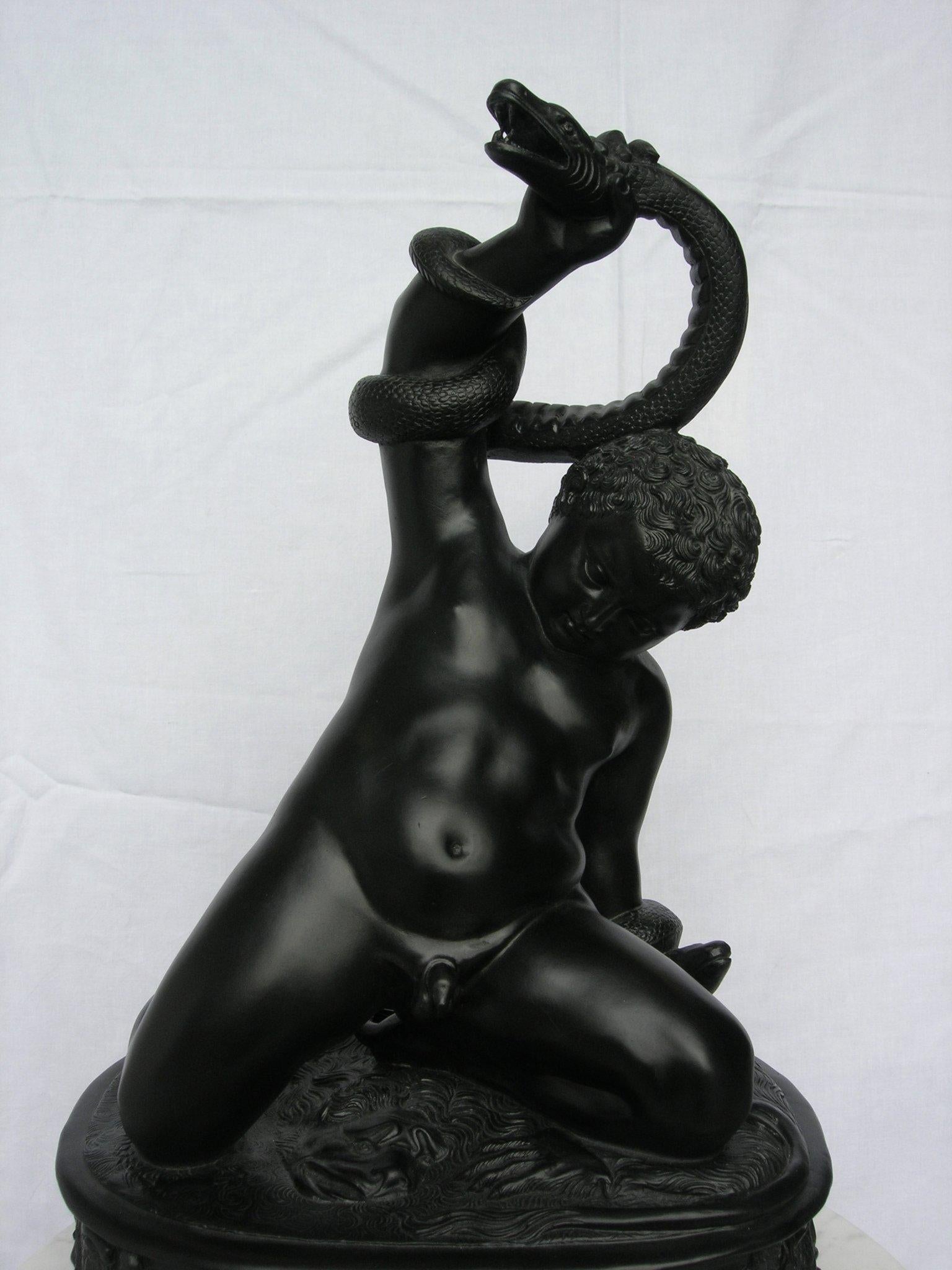 British The Young Hercules, Basalt Black Marble Sculpture, 20th Century For Sale