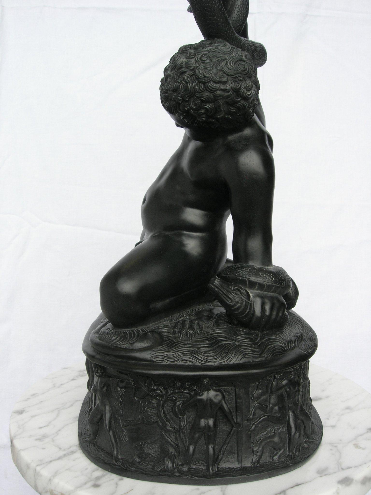 The Young Hercules, Basalt Black Marble Sculpture, 20th Century For Sale 1