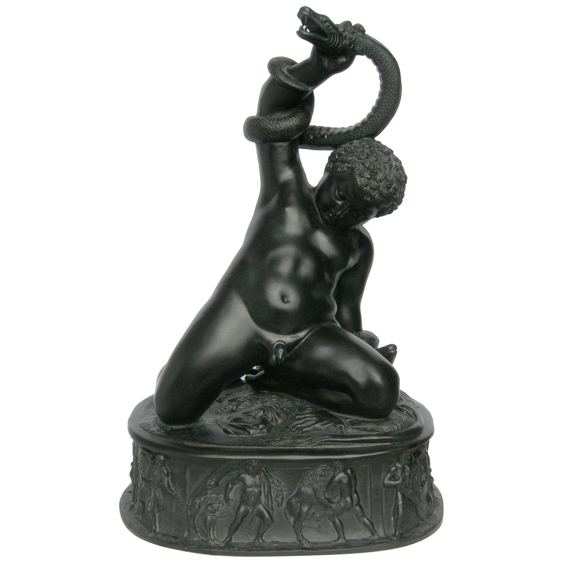 The Young Hercules, Basalt Black Marble Sculpture, 20th Century For Sale