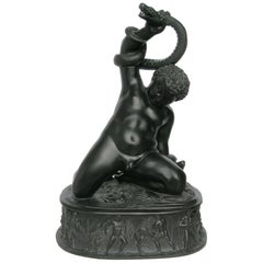 The Young Hercules, Basalt Black Marble Sculpture, 20th Century