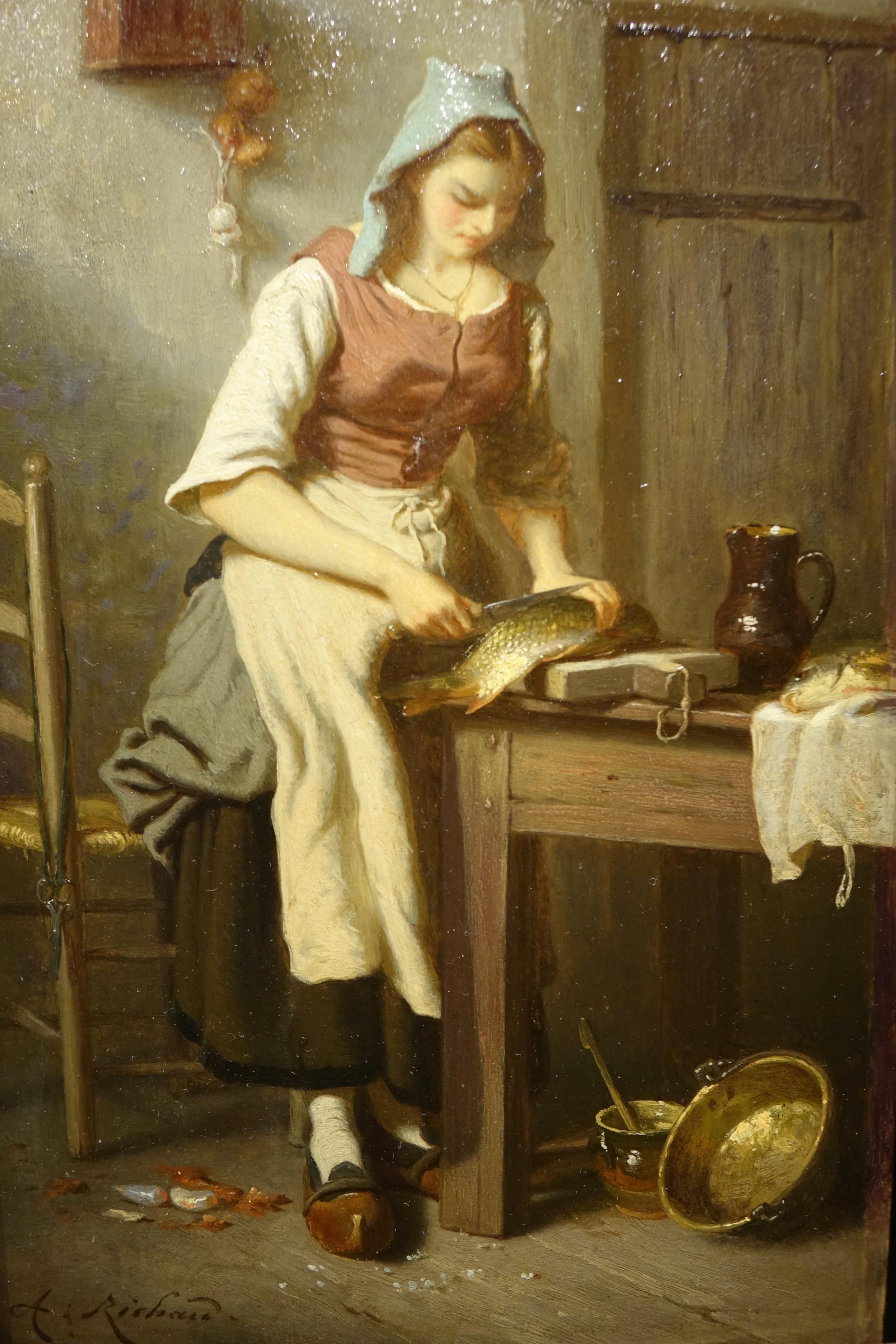 Napoléon III « The Young Shepherd » et « The Cook scaling a fish », Antoine Richard, 1822-1891 en vente