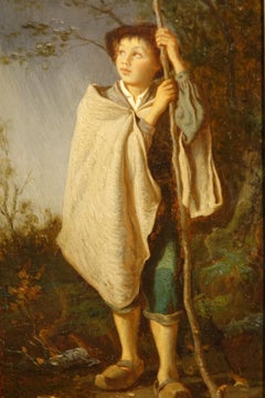 The Young Shepherd , oil on panel signed Antoine Richard, 1822-1891