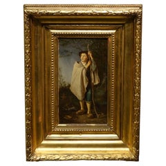 The Young Shepherd , oil on panel signed Antoine Richard, 1822-1891
