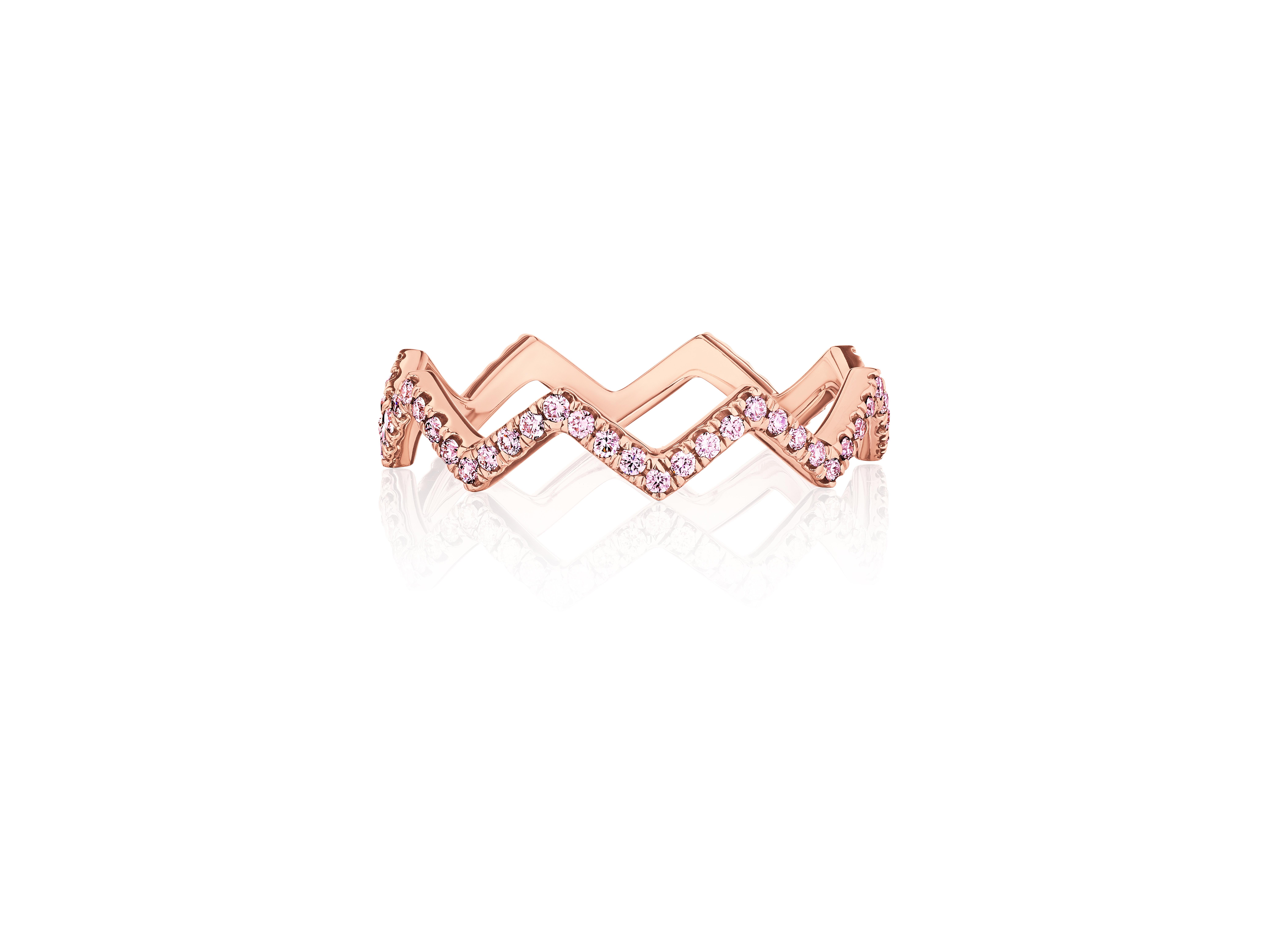 For Sale:  Zigzag Color Diamond Stackable Ring Set in 18K Gold 4