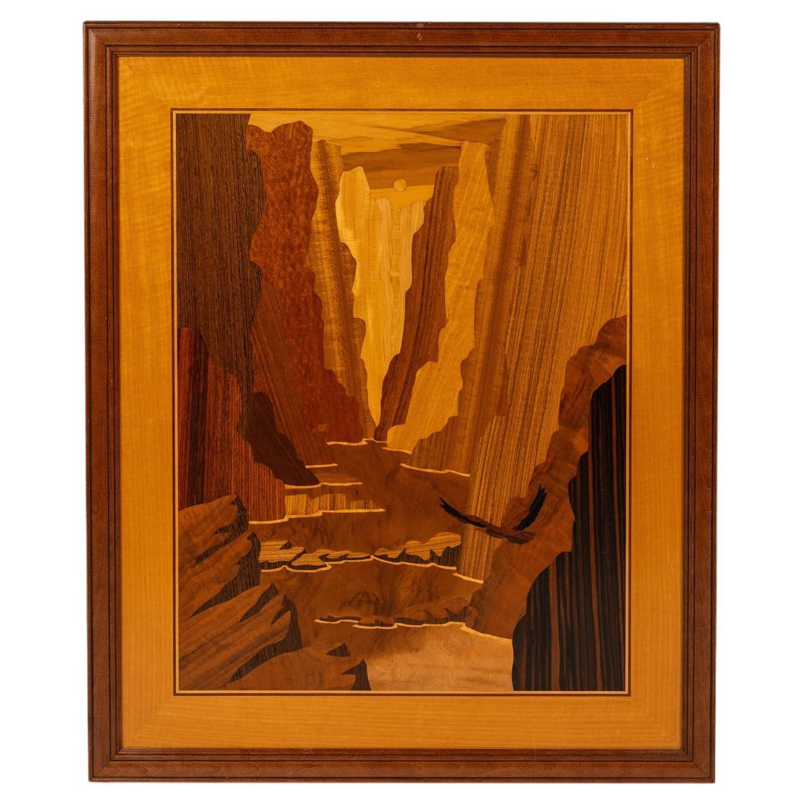 The "Zion Narrows" by Hudson River Inlay - Framed in Walnut, USA, c. 1990
s For Sale