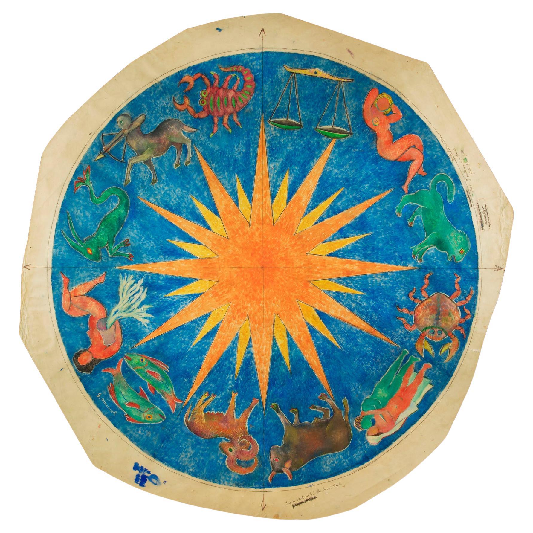 The Zodiac Large Modern Italian Signed and Archived Painting