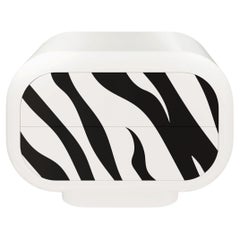 The Zuri Nightstand – Bold Zebra-Pattern Marquetry in High-Gloss Lacquer