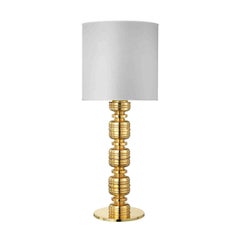THEA 2, lampada in ceramica realizzata a mano in oro 24 carati da Gabriella B. Made in Italy