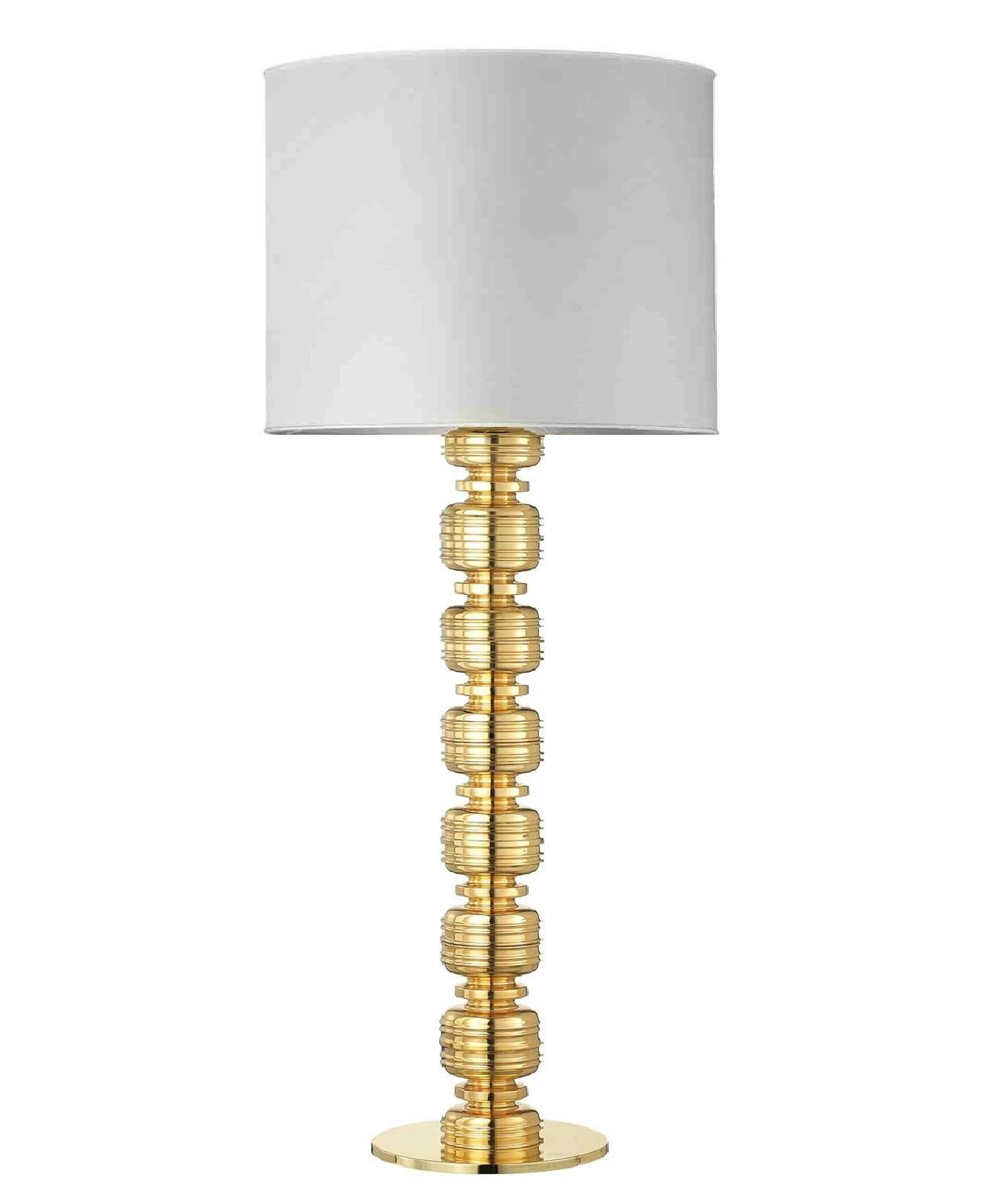 Ceramic lamp THEA 3 - code LTH180 handcrafted in 24-karat gold 
with cotton lampshade

measures: 
Height 180.0 cm., diameter 40.0 cm.

  
