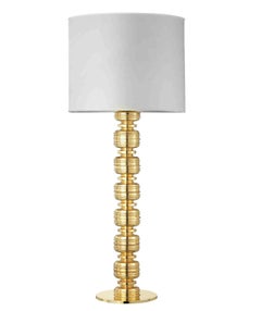 THEA 3, lampada in ceramica realizzata a mano in oro 24 carati da Gabriella B. Made in Italy