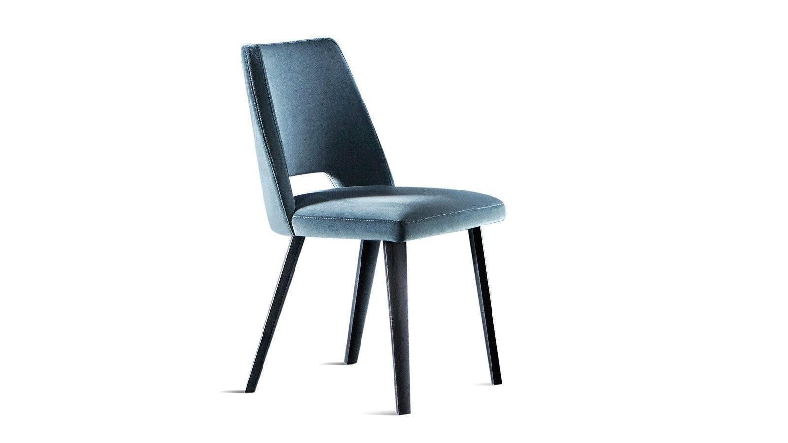 Italian Thea Dining Chair / Slipper Chair by Gallotti & Radice w/ Wood Leg & Upholstery For Sale