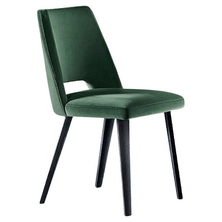 Thea Dining Chair / Slipper Chair by Gallotti & Radice w/ Wood Leg & Upholstery For Sale