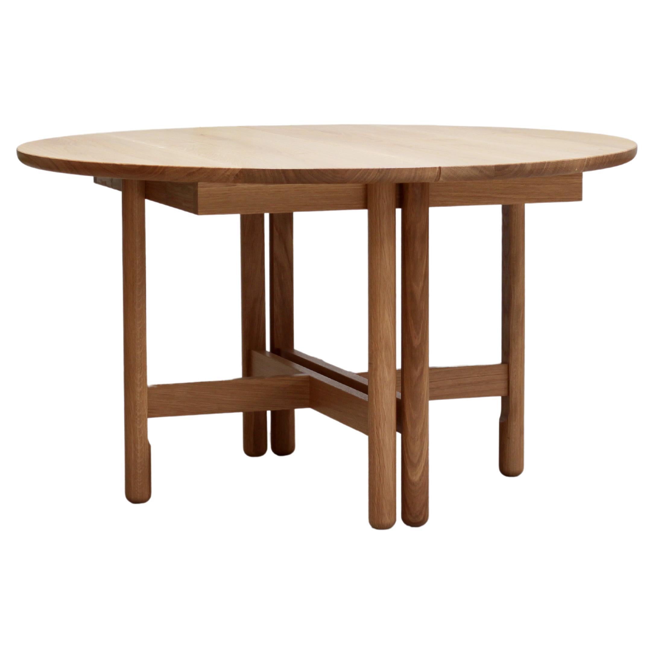 Handmade Thea Dining Table, Extendable Ø130cm - Oak - by BACD studio For Sale