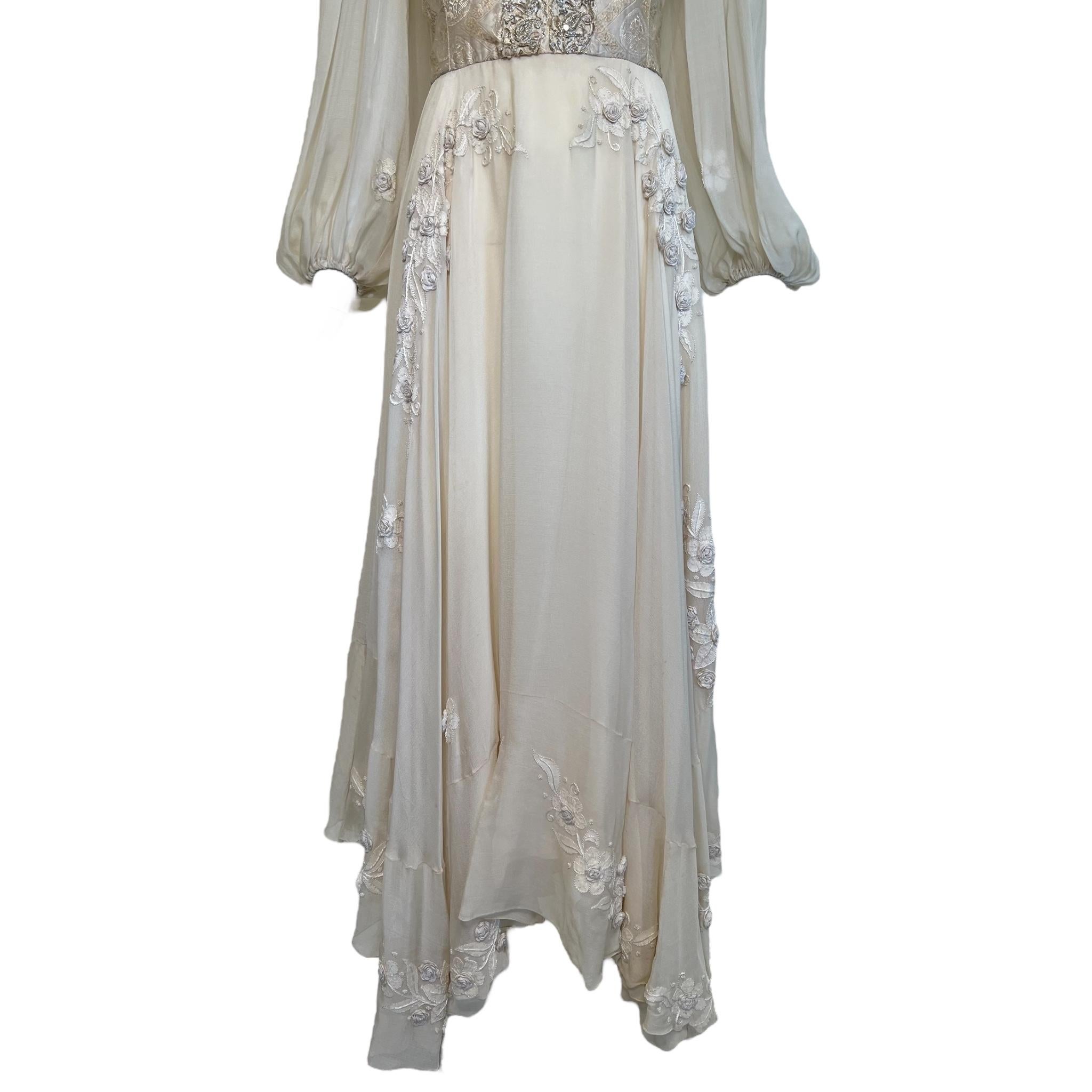 Thea Porter Couture 1970's Cream Bohemian Gown (robe de bohème) Pour femmes en vente