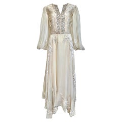 Thea Porter Couture 1970's Cream Bohemian Gown