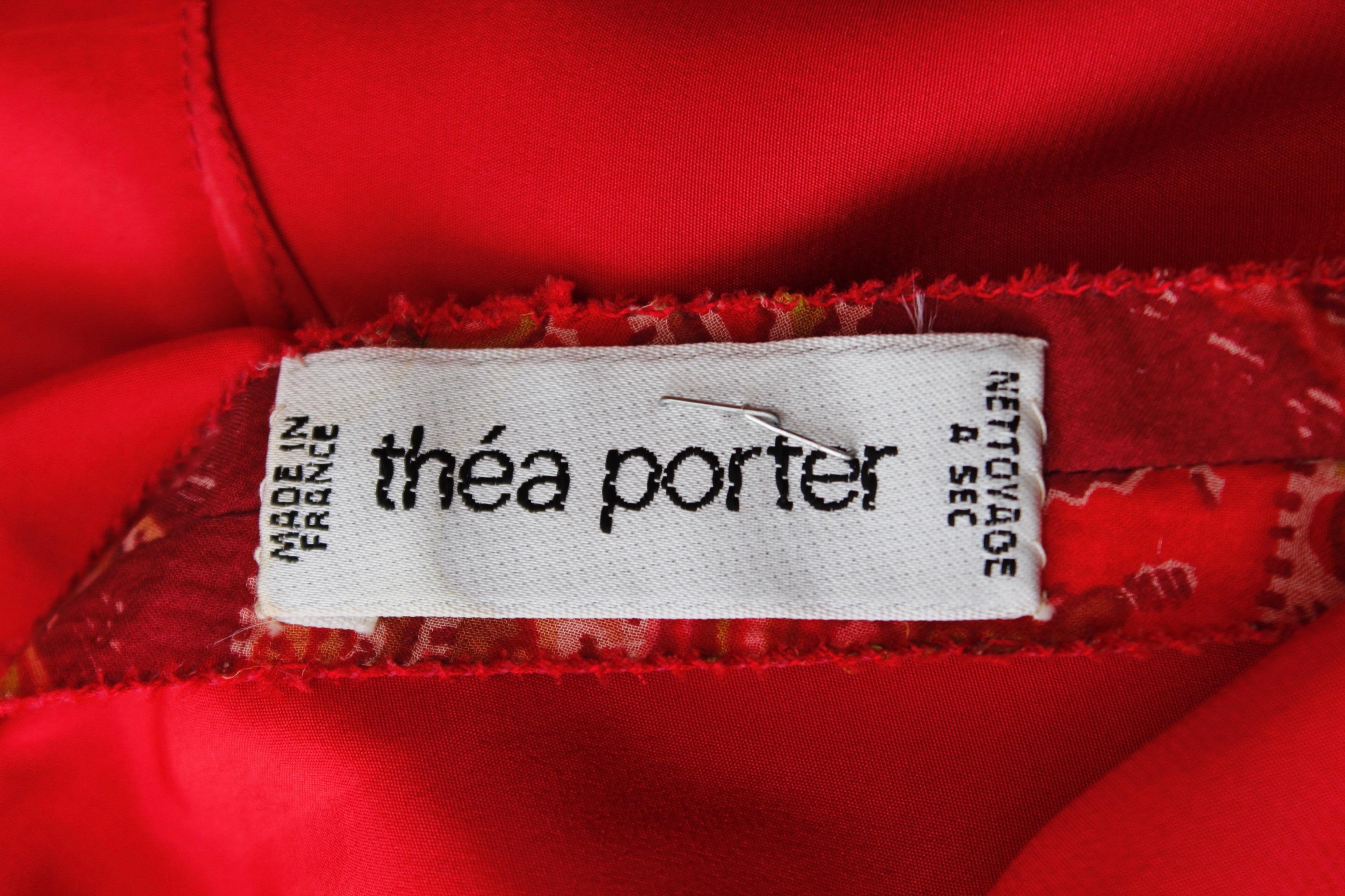 Thea Porter Couture gorgeous red bohemian style dress, 1970’s For Sale 2