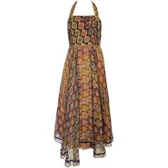 Thea Porter Museum Exhibited Couture Dress in Silk and Beads, 1970
