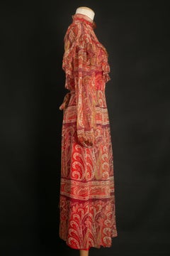 Thea Porter Printed Silk Chiffon with Paisley Dress