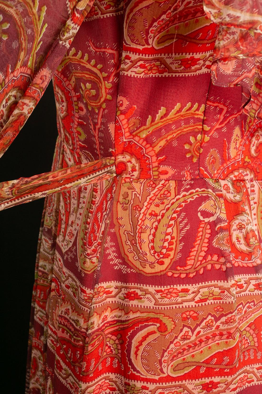 Thea Porter Printed Silk Chiffon with Paisley Dress For Sale 3