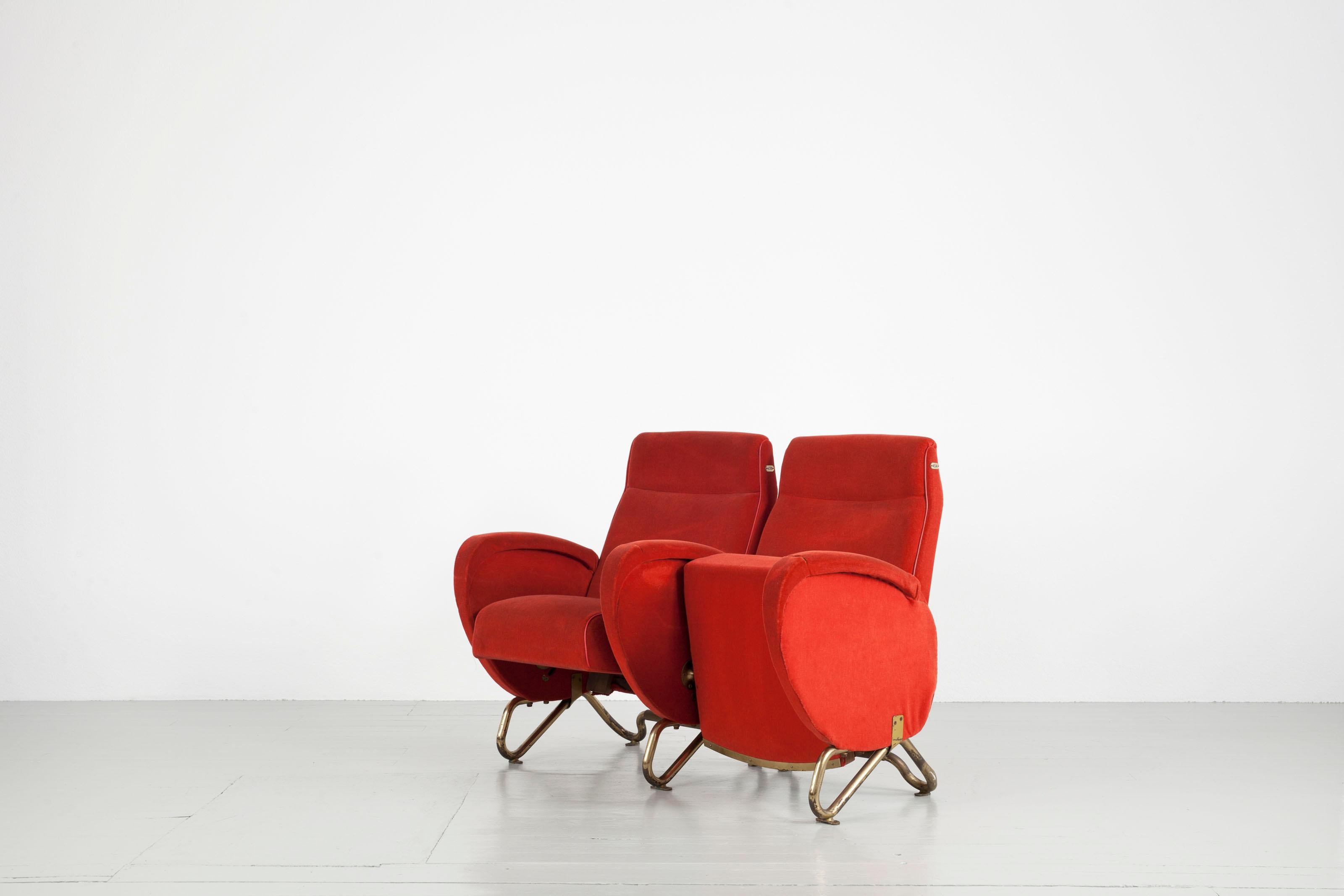 Fabric Theater Bench by Carlo Mollino, Rai Auditorium Torino, Italy, 1951 For Sale