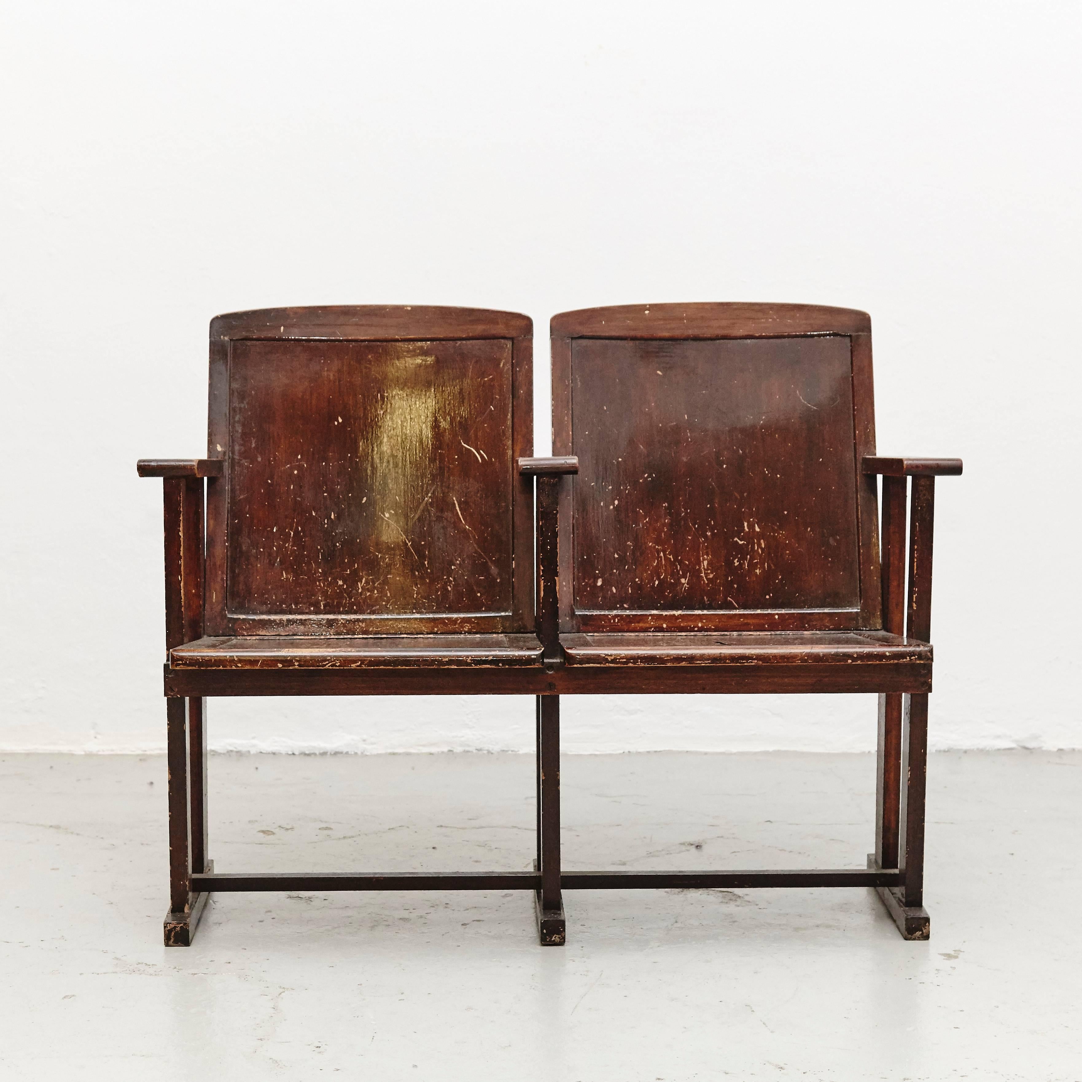 Mid-Century Modern Theater Bench, circa 1920