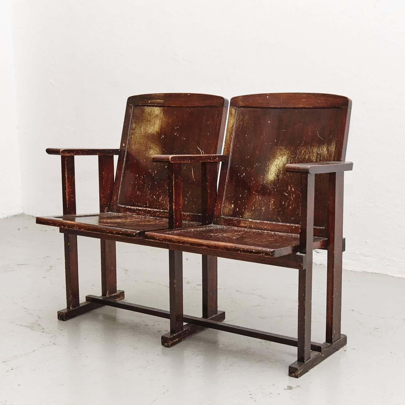 Mid-Century Modern Theater Bench, circa 1930