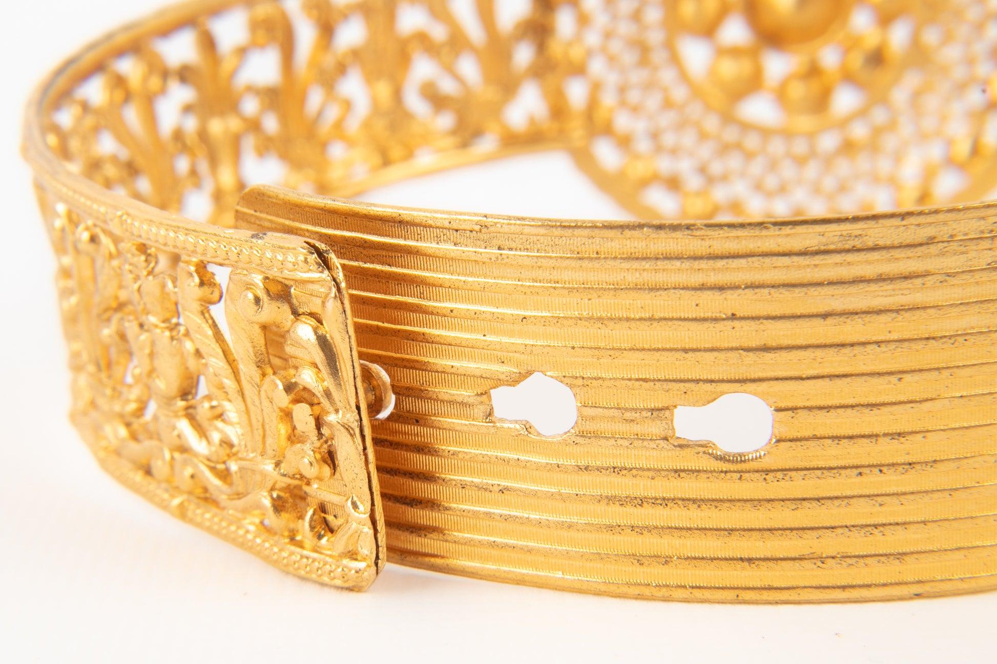 Theater Drama Golden Metal Openwork Head Jewelry, 1930s In Good Condition For Sale In SAINT-OUEN-SUR-SEINE, FR