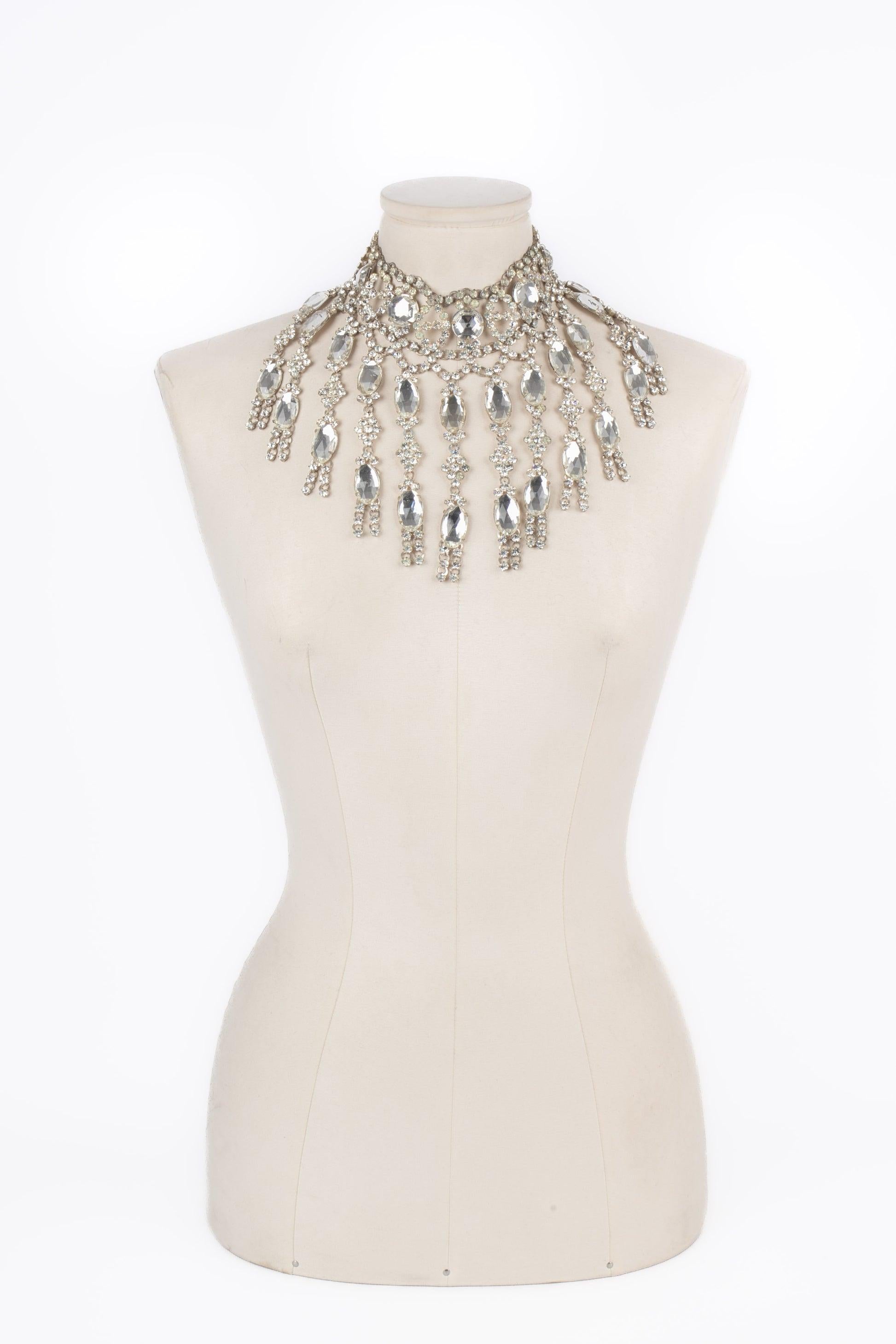 Theater Drama Rhinestone Short Necklace For Sale 2